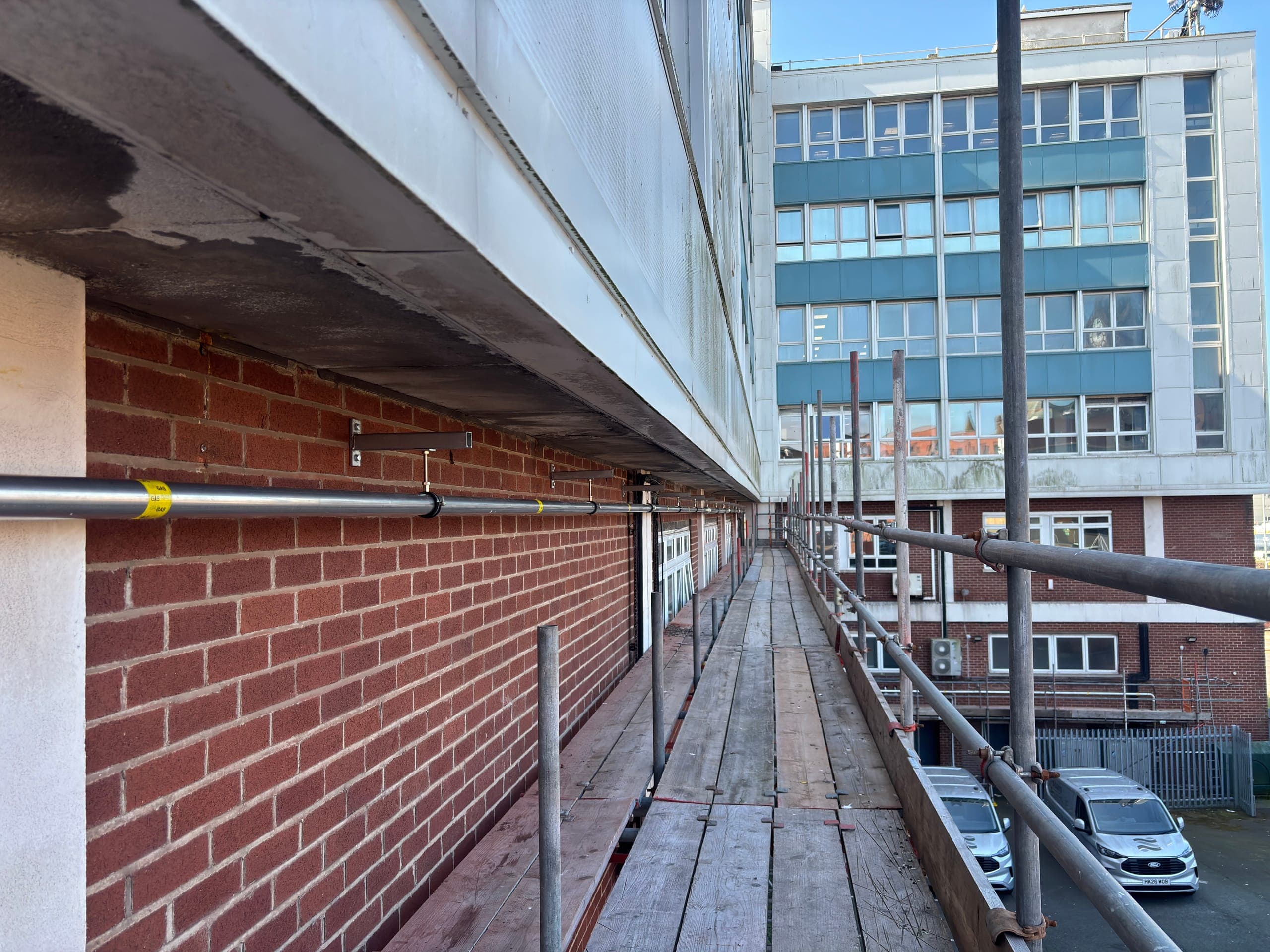 New gas service pipework along the Craven House elevation