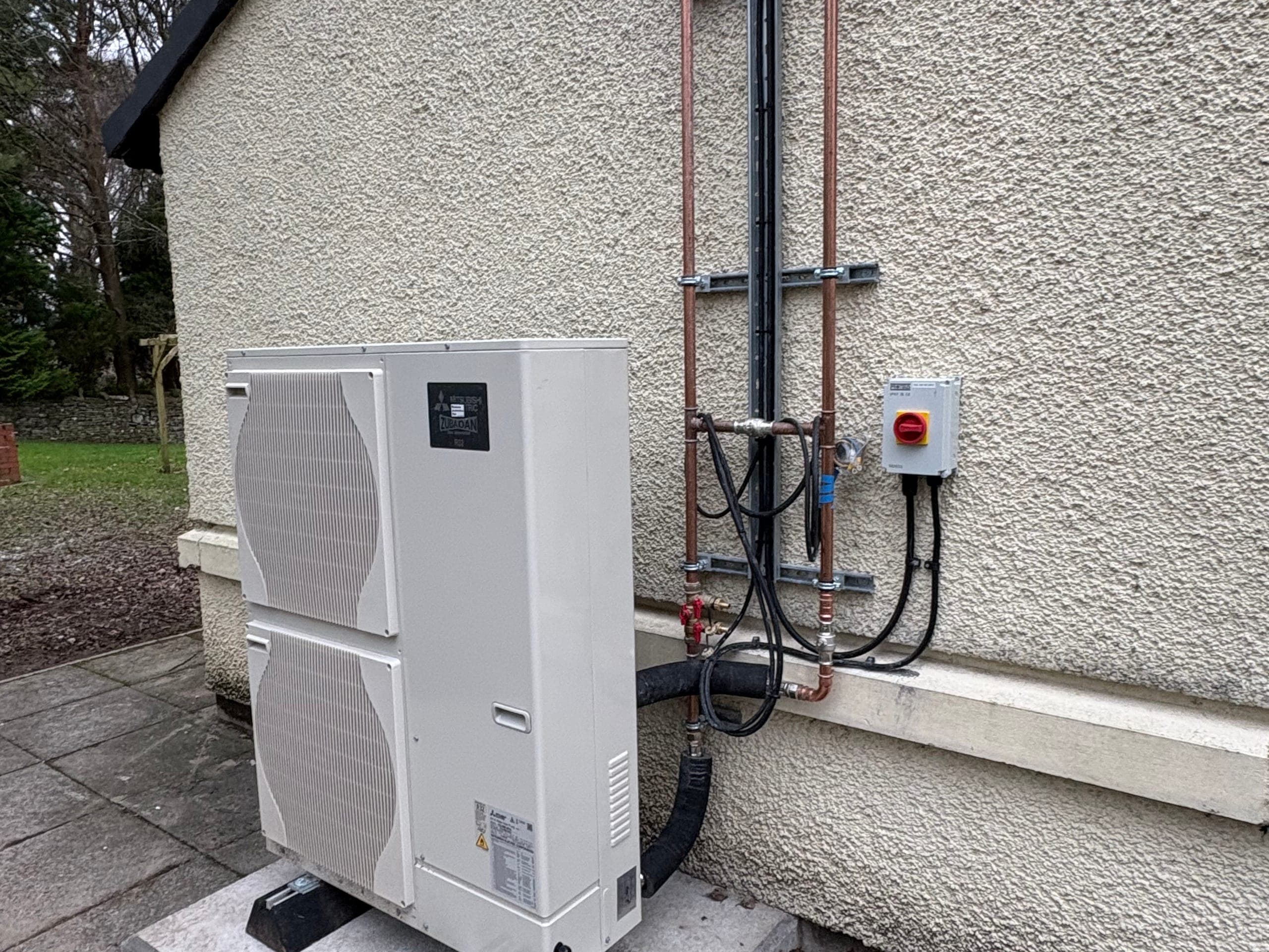 Air source heat pump unit outside Kendal Care Home