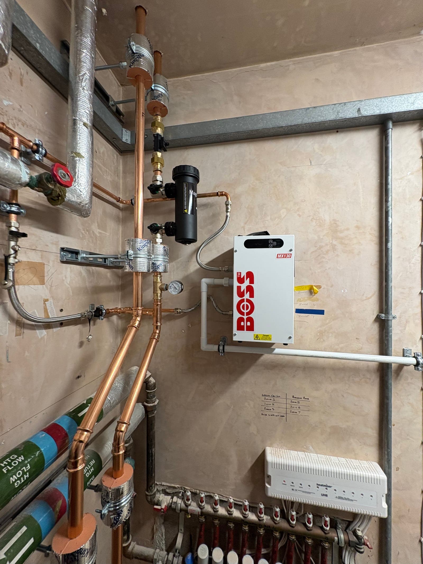 Pipework and controls in the plant space